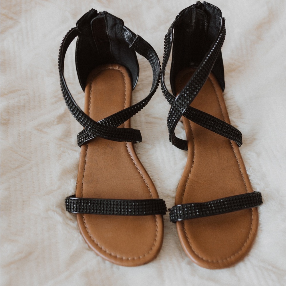 Brash - Black Strappy Sandal - Size 8